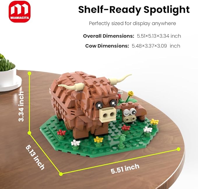 Highland Cow Building Set, Farm Animal Toy Brick Kit, Creative Scottish Cattle Model for Adults & Kids, STEM Educational Gift for Boys & Girls Age 6+