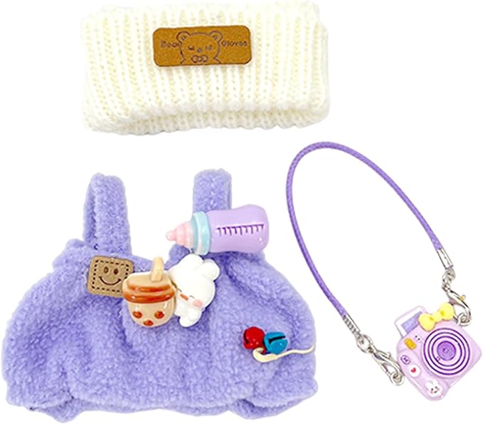 2025 New Clothes for Doll, 3-Piece Purple Clothes Set for Dolls, Outfits Set for 15/17 cm Dolls, Exquisite Accessories for Doll, Stylish Outfit for Boys Girls Birthday Collectors
