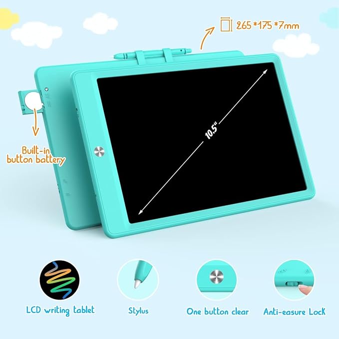 LCD Writing Tablet Doodle Board,10.5 inch Colorful Drawing Pad,Electronic Drawing Tablet, Drawing Pads,Travel Gifts for Kids Ages 3 4 5 6 7 8 Year Old Girls Boys (Blue)