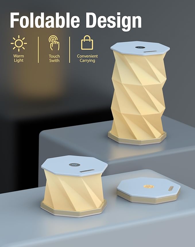 Teacher Appreciation Gift - Thank You Gift for Teachers, Portable Folding Table Lamp - Dimmable, Collapsible Paper Lantern for Camping, Emergency & Home Decor, Gifts for Women (White)