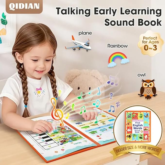 My First English Words Sound Book – 470+ Words, 21 Themes, English Learning Talking Book Toys for Kids 3 4 5 6 Years Old Learn ABC Singing and Speech Music Toy for Babies(3-9Y)