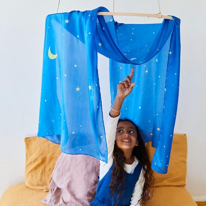 Sarah's Silks Giant Playsilk | 100% Silk Toy for Toddlers | Bright Colored Large Scarves for Fort Building and Pretend Play - Starry Night