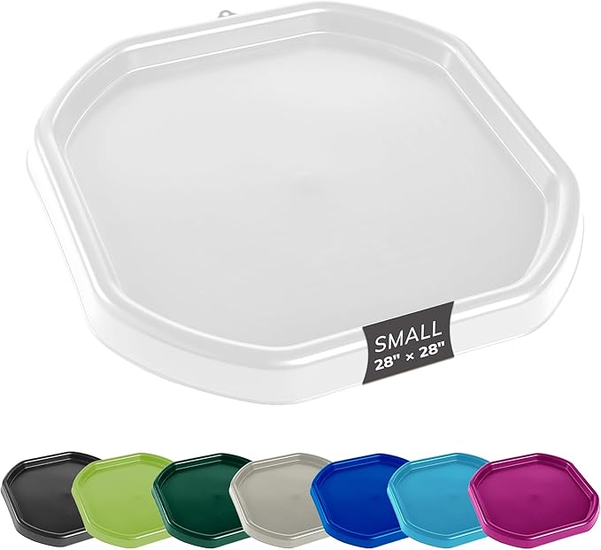 MEKA Tuff Tray for Sensory Play, Sensory Tray for Kids, Toddler Water Table, Tuff Spot Sensory Bin for Toddlers (White, Small (28" x 28"))