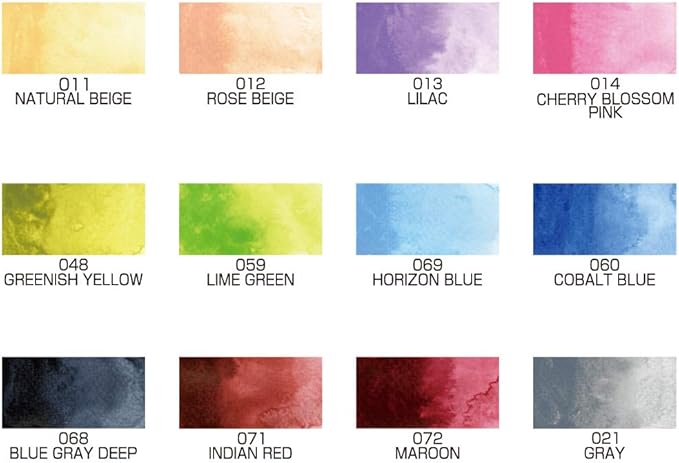 Kuretake GANSAI TAMBI Watercolor Paint Set 12 Colors Set - Nuance Color, Professional-Quality, for Artists, Beginners, kids, Non-Toxic, Made in Japan