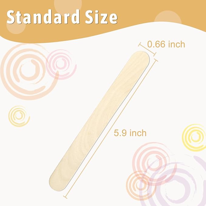 WISYOK 1500 PCS Wooden Popsicle Sticks for Crafts, 6 Inch Wood Craft Sticks, Wide Lollipop Sticks, Treat Sticks Ice Pop Sticks for Creative Designs or Children Education, Home Art Projects