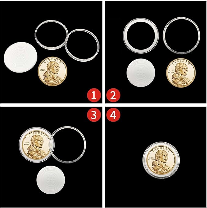 120 pcs 30mm Coin Capsules Coin Holders for Collectors, with Foam Gasket and Plastic Storage Organizer Box, 6 Sizes (17.9/19.1/21.2/24.3/26.5/30mm) Coin Case for Coin Collection Supplies (White)