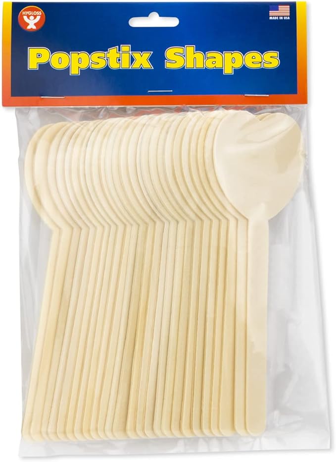 Hygloss Natural Wood Popsicle Sticks - Craft Stick - Great for Arts and Crafts - Valentine’s Day Class Activity - Heart Shape - 6.25 Inches High - 6 Pcs