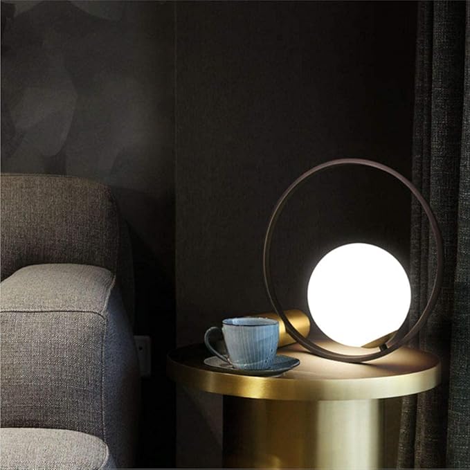 KCO Lighting Mid Century Modern Nightstand Lamp Black Metal Table Globe Desk Round Nightstand Large Glass Table Lamps for Living Room Bedside Office