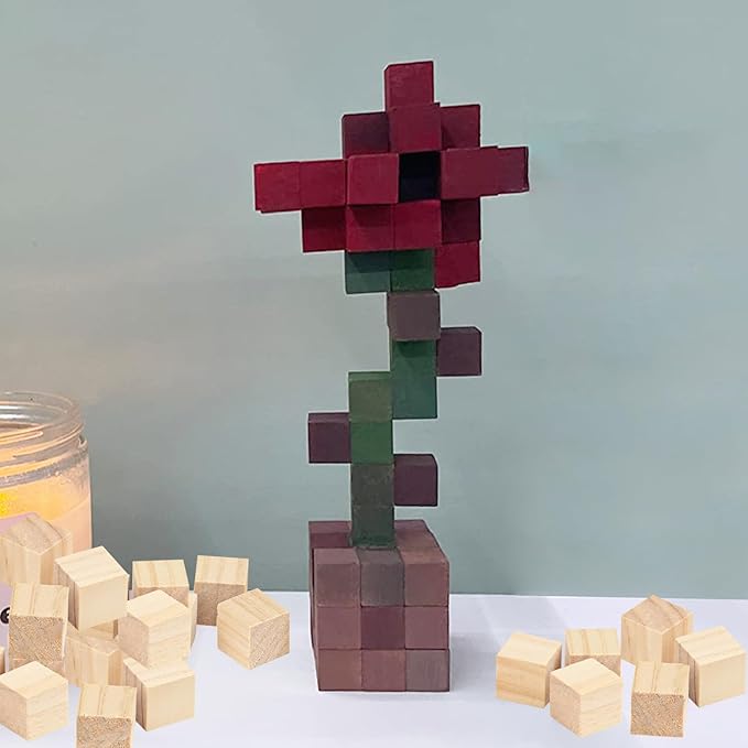 GNIEMCKIN 600 Packs Wooden Blocks for Crafts, 0.8 Inch Pine Wood Cubes, Wooden Cubes for Paint, Stamp, Decorate, DIY Projects and Personalized Gifts