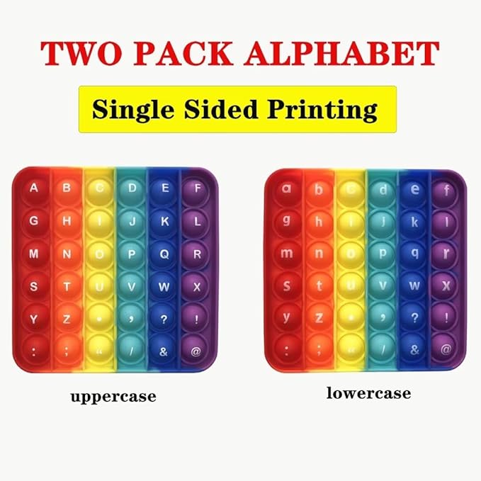 Alphabet Popper Fidggety Toy, Stress Relief Sensory Popping Game, Preschool Montessori Uppercase Lowercase Matching Game, ABC Letter Learning Educational Block (2 pcs Uppercase+Lowercase)