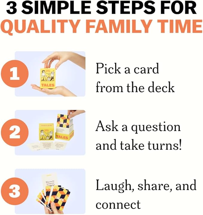 TALES 150 Conversation Cards, Family Edition, Perfect for Family Games for Adults, Teens, and Kids, Family Dinners, Game Nights, Gifts, Holidays, and Gatherings, Prompts for Meaningful Connections