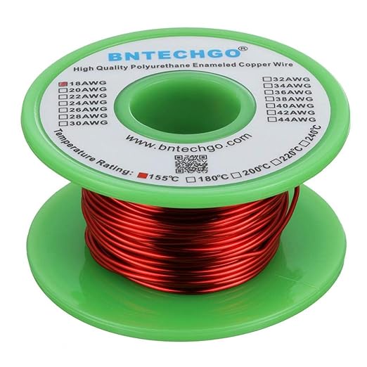 BNTECHGO 18 AWG Magnet Wire - Enameled Copper Wire - Enameled Magnet Winding Wire - 4 oz - 0.0393" Diameter 1 Spool Coil Red Temperature Rating 155℃ Widely Used for Transformers Inductors