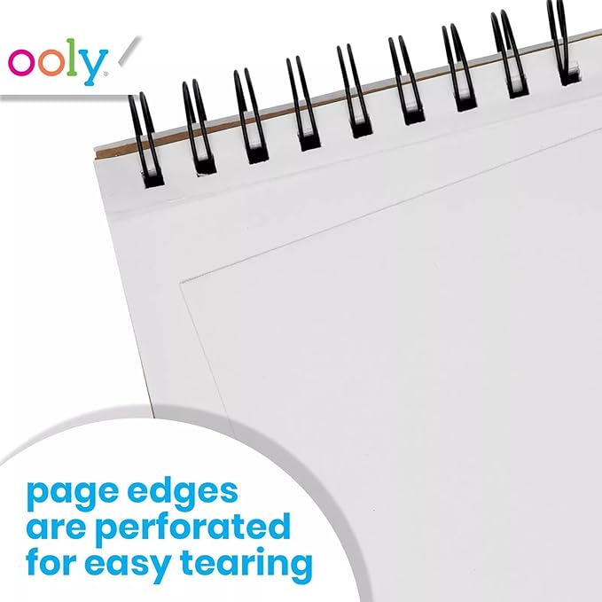 OOLY DIY Cover Large Sketchbook, 8 x 10.5 Inches White Paper Sketchbook Drawing Book for Kids, Artists Drawing Pad for Gel Pens