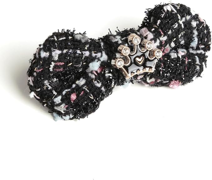 17cm Doll Clothes for Labubu - Luxury Chic Style Set for 17cm Dolls Outfit - Accessories for Dolls Clothes -Black Plaid Tweed Dress + Black Bow (No Doll)