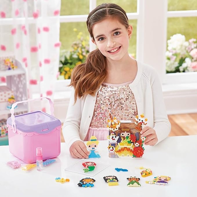 Aquabeads Disney Princess Creation Cube, Complete Arts & Crafts Bead Kit for Children - Over 2,500 Beads & Display Stand The Create Belle, Ariel, Tiana, Rapunzel and More