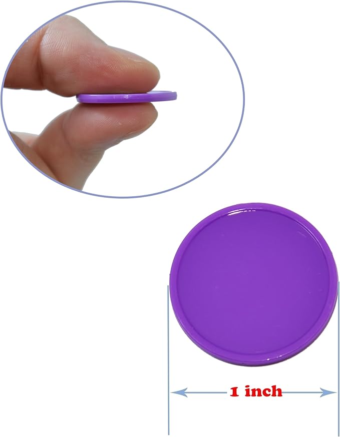 Smartdealspro Set of 100 25MM/1 Inch Opaque Plastic Learning Counting Counters Poker Chips (Purple)