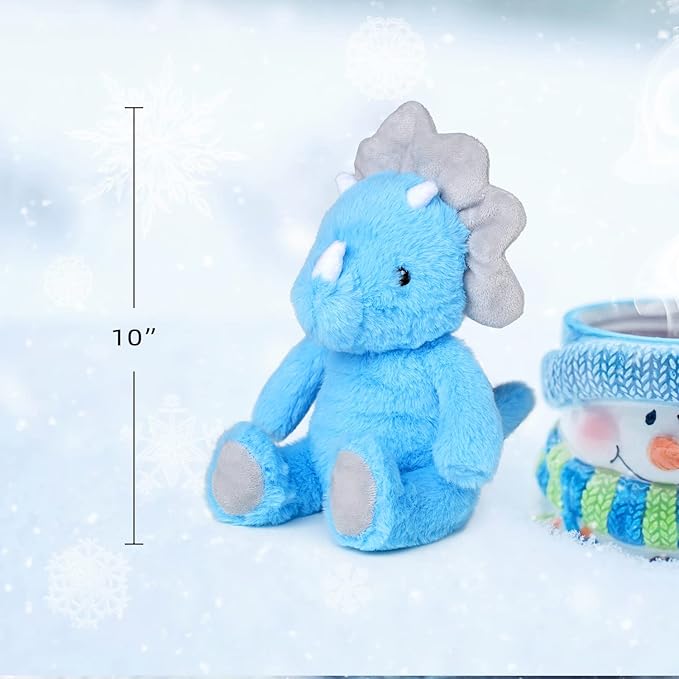 VANLINNY Blue Dinosaur Stuffed Animals, 9" Soft Dinosaur Plush Toys for Boys, Cute Triceratops Figure, Birthday Xmas Gifts for Grandkids Boys Toddlers and Girls 3 4 5 6 7 8 Year