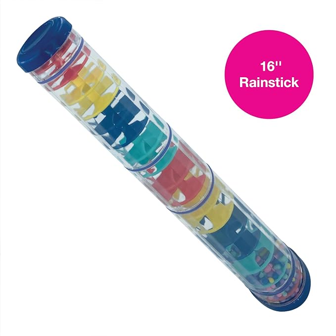 Edushape Mega Rainstick 16 Inch - Rainmaker Toy for Babies, Sensory Tubes Musical Instrument - Rain Stick Baby Toy for Soothing Rain Sounds, Perfect Tummy Time Toys, Engaging Toddler Sensory Play
