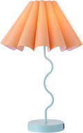 Table Lamps for Living Room - Blue and Orange Modern Dimmable Lamps with USB Port and Outlet