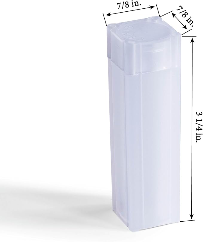 LIGHTHOUSE - Square Coin Tubes - Convenient Push Top, Virtually Unbreakable, Acid Free and Archival Quality - Coin Tubes for US Penny, 10 Pack