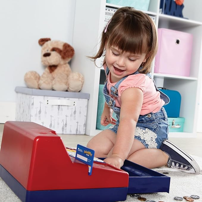 Learning Resources Pretend & Play Calculator Cash Register Toy - Gift for Kids, Toddler Toys, Play Money & Credit Card, Shopping Store Playset, Educational Preschool Activities