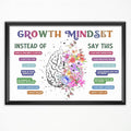 CEHNSENHUI Classroom Growth Mindset Affirmations for Kids Mental Health Posters Brain Poster Psychology Special Education Calm Corner Wall Art Office Therapy Canvas Wall Decor 24x36in BlackFramed