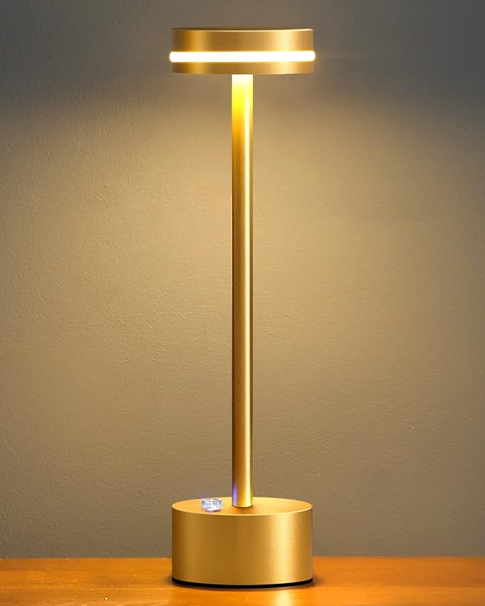 PUSU Table Lamps with Touch Control,Cordless Battery Operated Led Desk Lamp,3-Level Brightness Portable Table Lamp,for Living Room Office Bedroom Dormitory Restaurant Camping.
