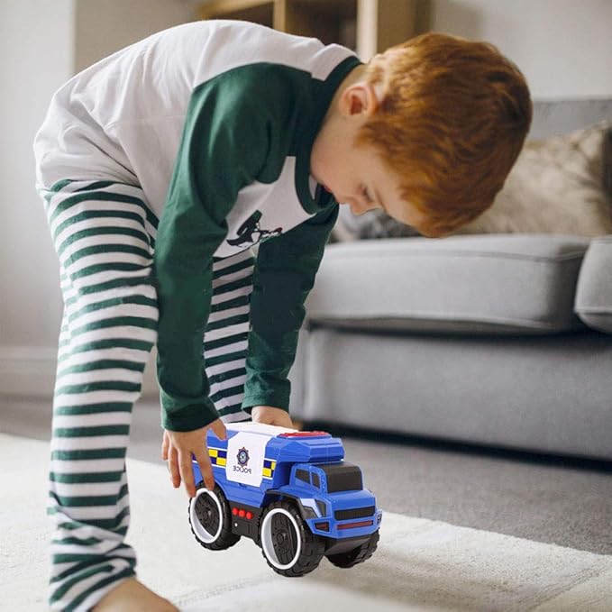 Liberty Imports Big Wheel Police Monster Truck Toy, Friction Powered Police Car for Kids with Lights & Sounds – Large Wheels, Opening Doors, and Realistic Police Siren Effects