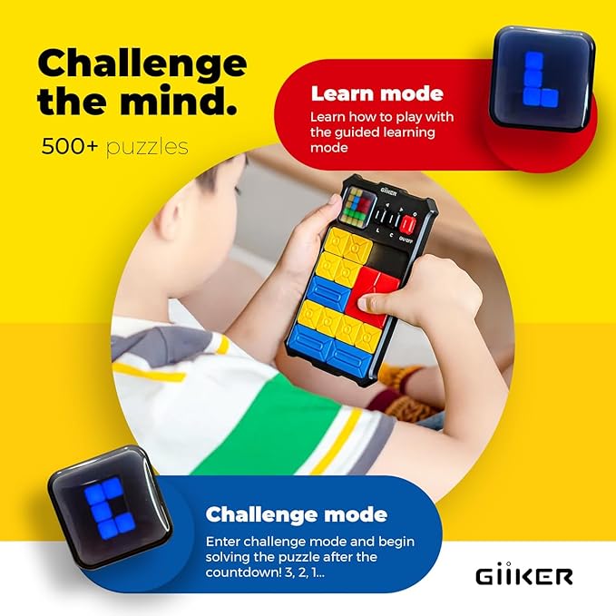 GiiKER Super Slide Puzzle Games, Original 500+ Challenges Brain Teaser Puzzle, Toys for Kids Teens, Travel Games Birthday Gifts Stocking Stuffers for Boys Girls, Activities for Road Trips