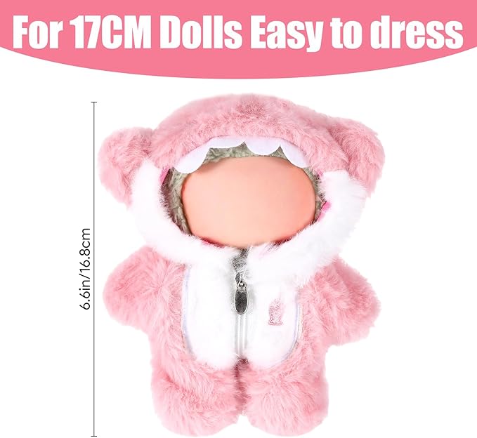 17cm Doll Clothes,Outfits for Clothes Set,Plush Shark Outfit and Clothes Accessories for 6.7 Inches Doll Clothes,Faking Animal Outfit Jumpsuit,Cute Dress Up Clothes Accessories for Dolls
