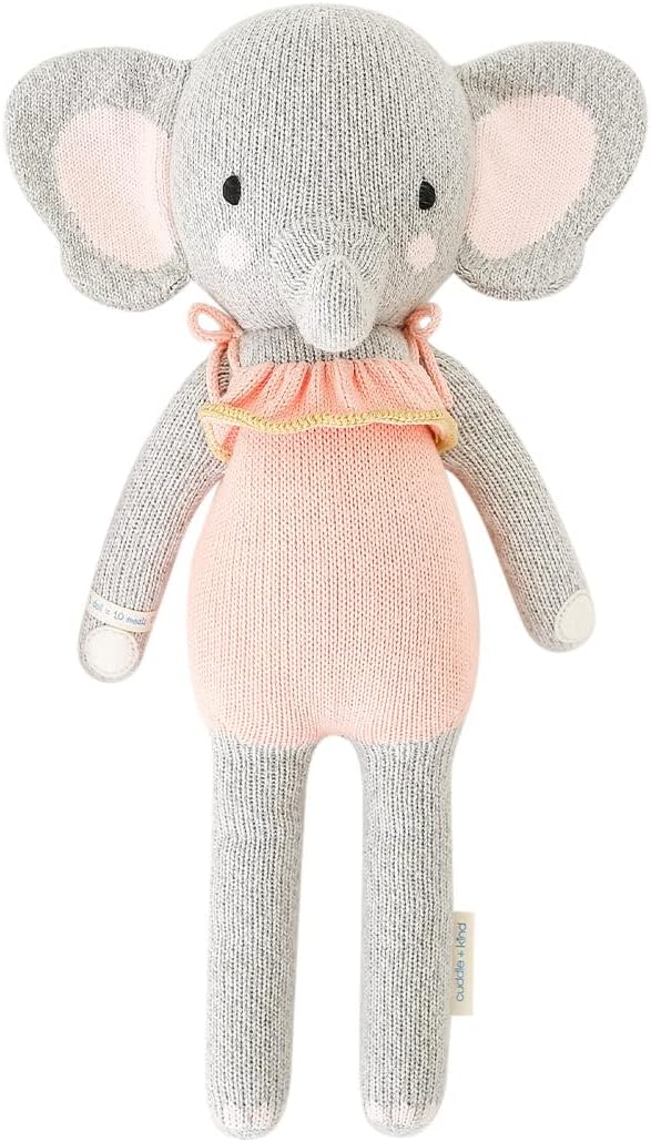 cuddle + kind Eloise The Elephant Regular 20" Hand-Knit Doll – 1 Doll = 10 Meals, Fair Trade, Heirloom Quality, Handcrafted in Peru, 100% Cotton Yarn