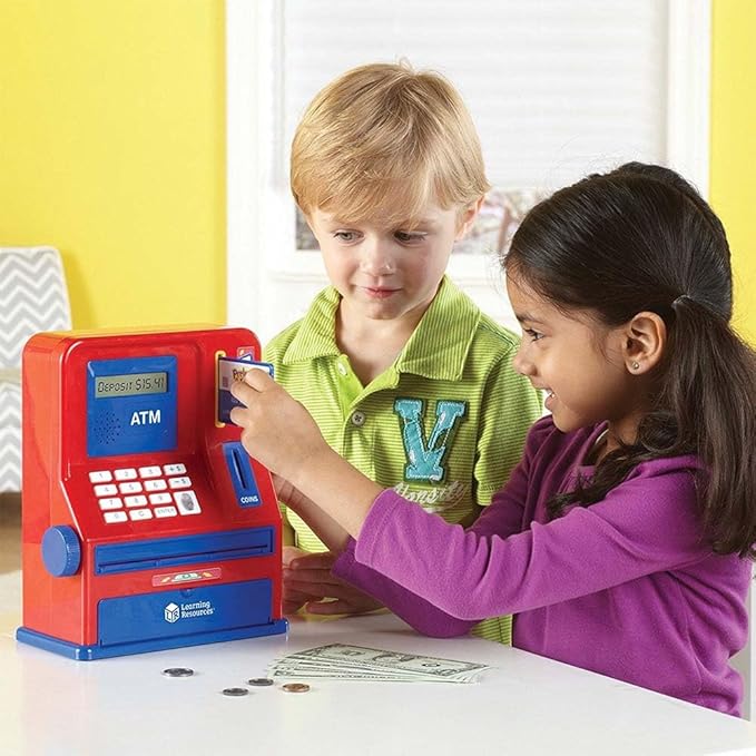 Learning Resources Teaching ATM Bank - 32 Pieces, Ages 3+ Toddler Learning Toys, Cash Register for Kids, Play Money for Kids