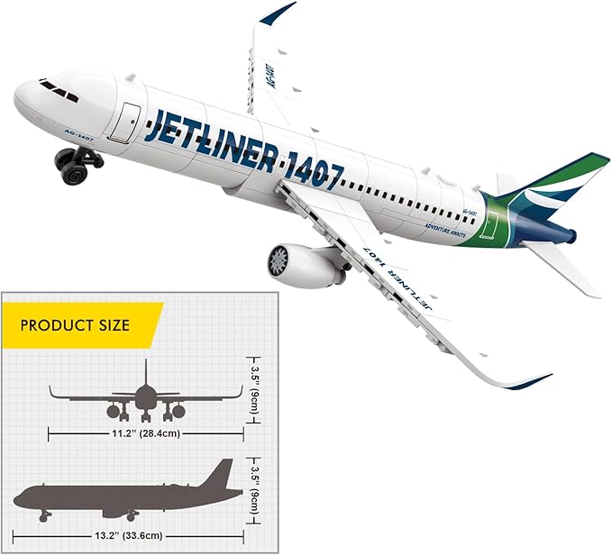 Apostrophe Games Commercial Jetliner Building Block Set - 133 Pcs, Ages 10+ Airplane Model Toy