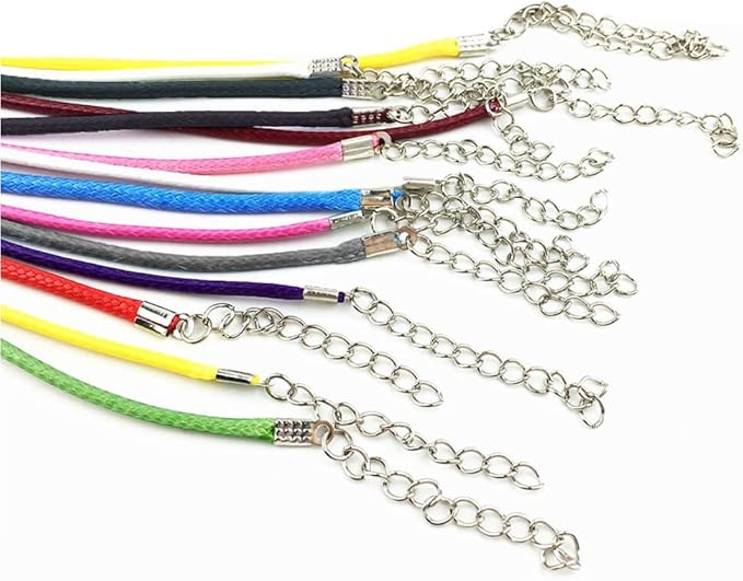 Paxcoo 100 Pcs 18 Inches Waxed Cotton Necklace Cord for Jewelry Making Mix Color