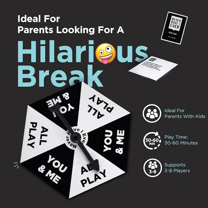 Never Have I Ever Card Game - Parent Edition, Fun and Engaging Adult Party Games for Game Night, Date Night, or Vacation, Includes Hilarious and Relateable Prompts for Couples with Kids, Ages 17+