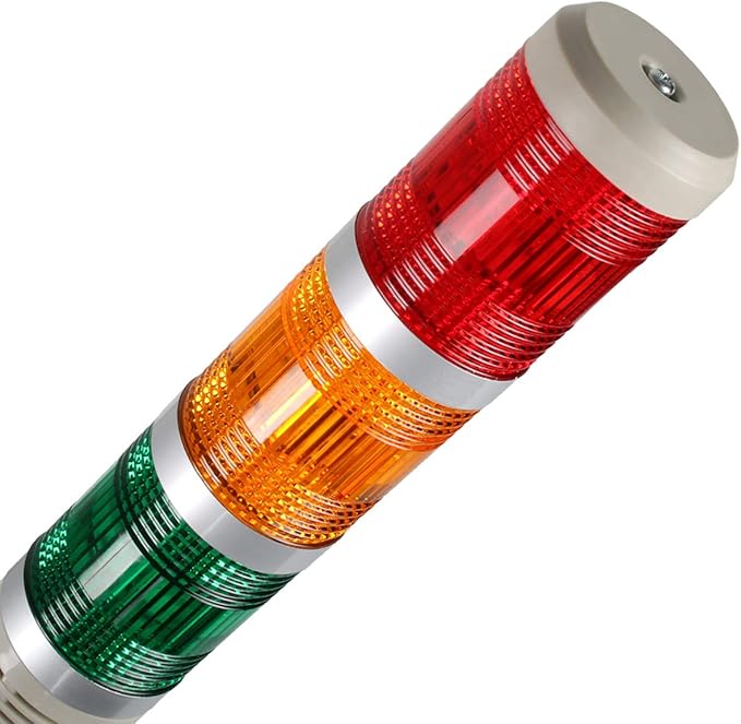 Industrial Signal Tower, Column LED Alarm Tower Lamp Flash Indicator, 3-Layer Stack LED Warning Light for Safety (DC 12V/Steady ON Light)