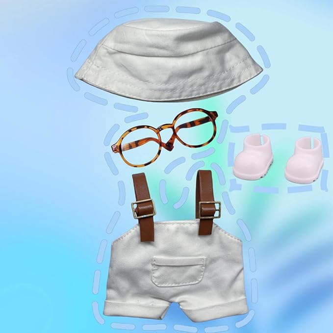 Clothes Set for Labubu 17cm Doll(NO Doll) , Handcrafted Crochet Set Hat & Jumpsuit, Stylish Premium for Labubu Outfit with Accessories, Cute for Dress up Unique Style