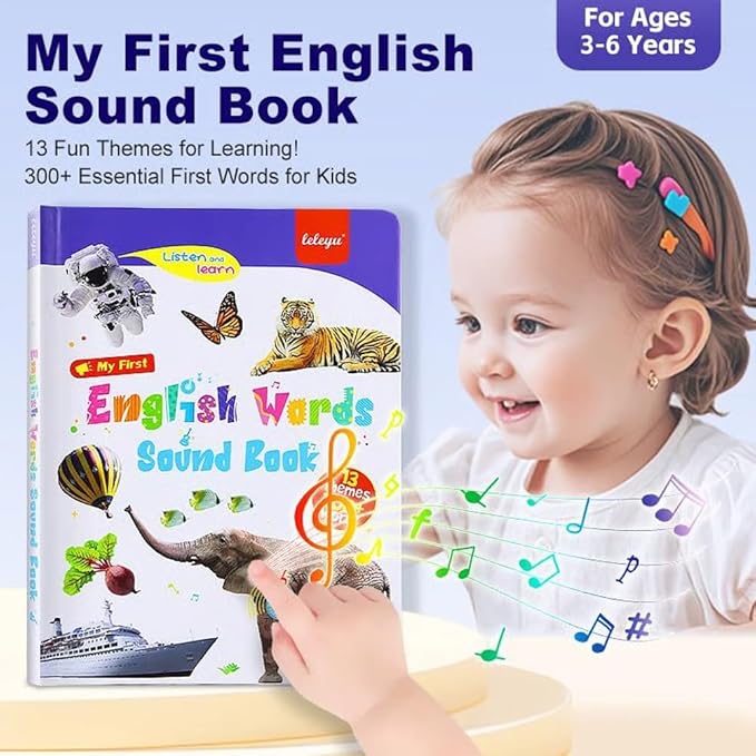 My First English Words Sound Book – 470+ Words, Audio Books for Kids Leap Frog 100 Book English Learning Talking Interactive Toddlers Early Educational Electronic Musical Toy(Two-Book Set)