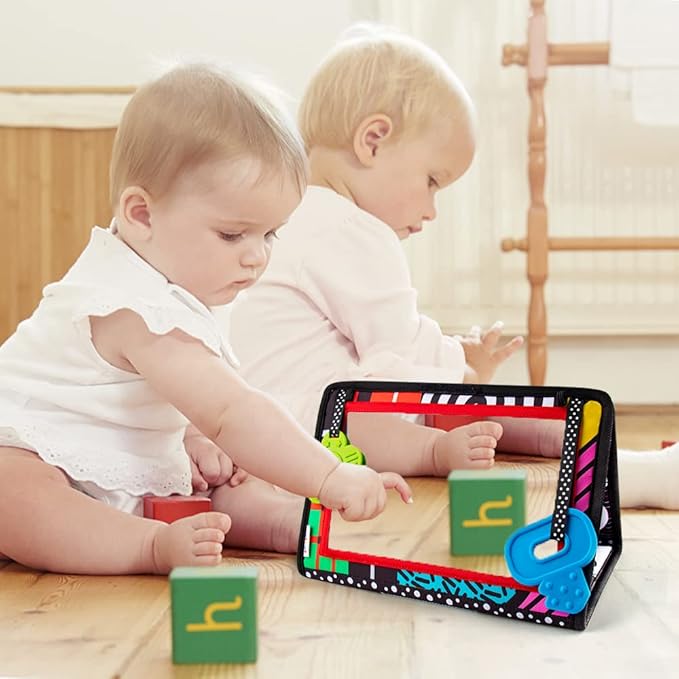 teytoy Tummy Time Mirror Infant Newborn Toys 0-3 Months Brain Developmental Baby Mirror Tummy Time Black and White High Contrast Baby Toys 4 6 9 12 Month Boys Girls Crawling Sensory Toy