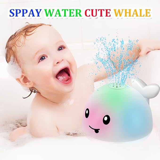 Light Up Toddler Bath Toys - Whale Water Spray Toy Infants Baby Toys 6-12-18 Months Bath Toys for Kids Ages 1-3 2-4 Bathtub Shower Water Pool Toys Bath Fountain Toy 1st Birthday Gifts for Boys Girls