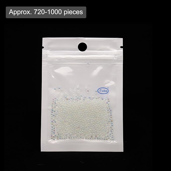 Iridescent Glass Tiny Bubble Beads, 1.5-2.0mm 10g No Hole Micro Mini Round White Transparent Water Droplets Beads - Applications: for Resin Filler, Nail Art, Dollhouse Bath Tub