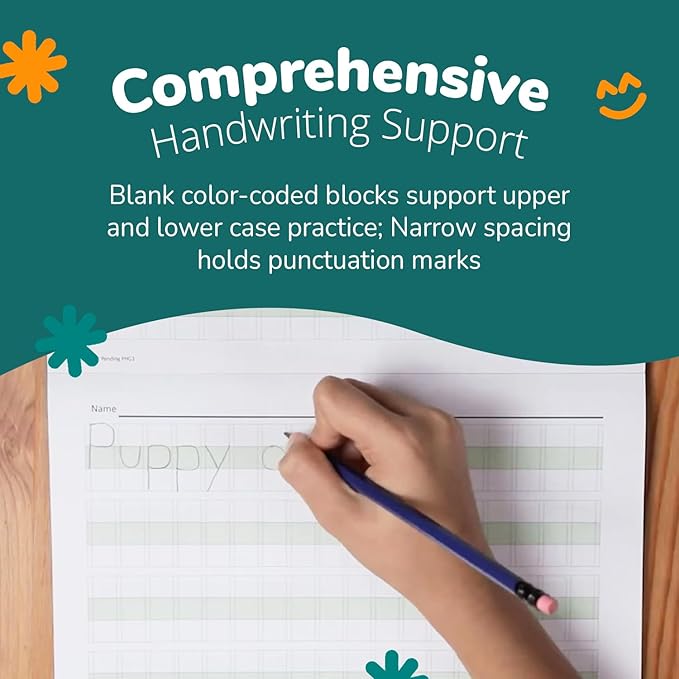 Channie’s Quick & Neat Alphabet Writing Pad, Practice Handwriting, 80 Pages Front & Back, 40 Sheets, Pre Kindergarten Books & First Grade Workbook, Homeschool Learning Supplies, Size 8.5” x 11”