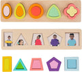 Adena Montessori Colorful Multiple Shape Puzzles Toys for 6-12 Months 1 Year Old Toddler Babies First Shapes Geometric Jumbo Knob Wooden Puzzle Color Sorter (10 Pieces)