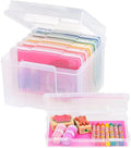 IRIS USA 5" x 7" Photo Storage Box Craft Keeper, Transparent Protection Container with 6 Organization Holder Cases for Pictures, Tasks, Scrapbooking, Stationery Storage, Clear