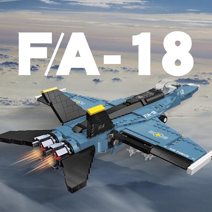 Apostrophe Games F/A-18 Hornet Fighter Jet Building Block Set - 772 Pcs - F-18 Air Force Jet Building Block Plane Toy for Kids Older Than 10 and Adults – Compatible with All Building Bricks