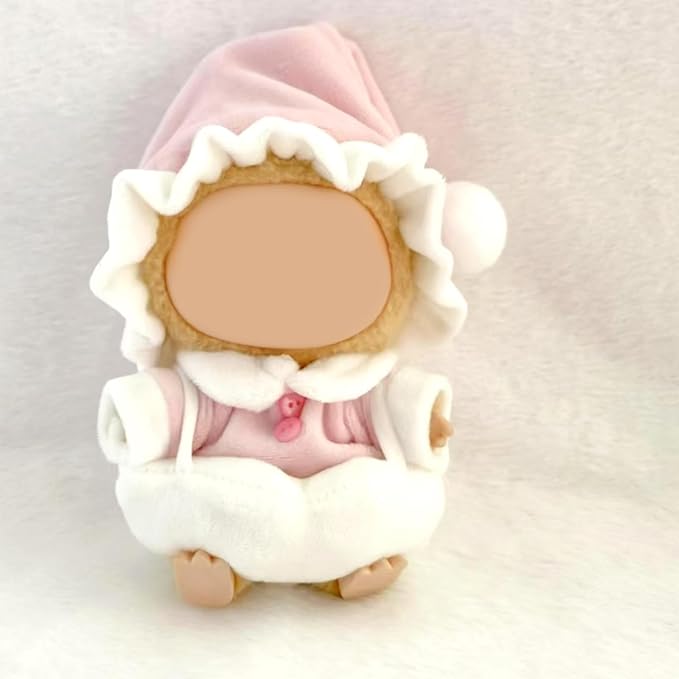 17CM Doll Clothes Set Pink Hat + Pink Top + White Pants, Fashion Cute Dress-Up Clothes for Doll Accessories Outfit(No Doll Included)(LBB Clothes 3)