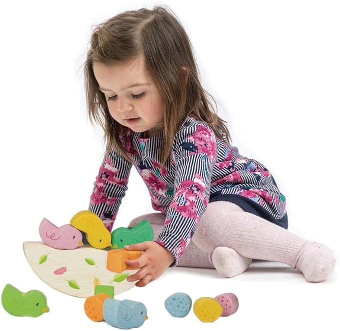 Tender Leaf Toys - Rocking Baby Birds - 12 Piece Balance Toy - STEM Toy - Early Learning to Develop Strategic Thinking and Fine Motor Skills - Wooden Toy Stacker & Balance Educational Game - Age 18m+