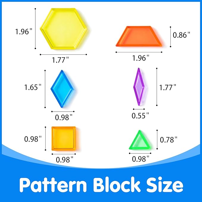 140 Pcs Translucent Pattern Blocks - Educational Light Table Manipulatives and Accessories - Fun and Engaging Geometric Shapes