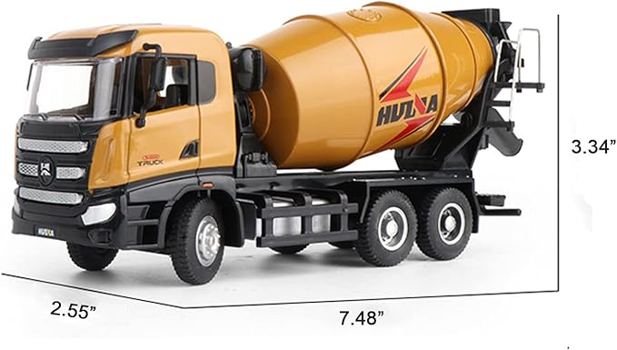 Gemini&Genius Construction Vehicle Cement Truck Toy for Kids, Heavy Duty Cement Mixer Truck for Pretend Play, 1/50 Scale Diecast Alloy Vehicles Toy for Kids