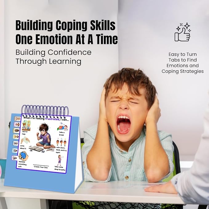 Thought-Spot I Know What to Do Expressive Faces feelings flip book for kids - Emotion Chart for Kids Reinforces Positive Behavior Serves as Emotions Wheel or Feelings Chart (Expressive Faces Flipbook)